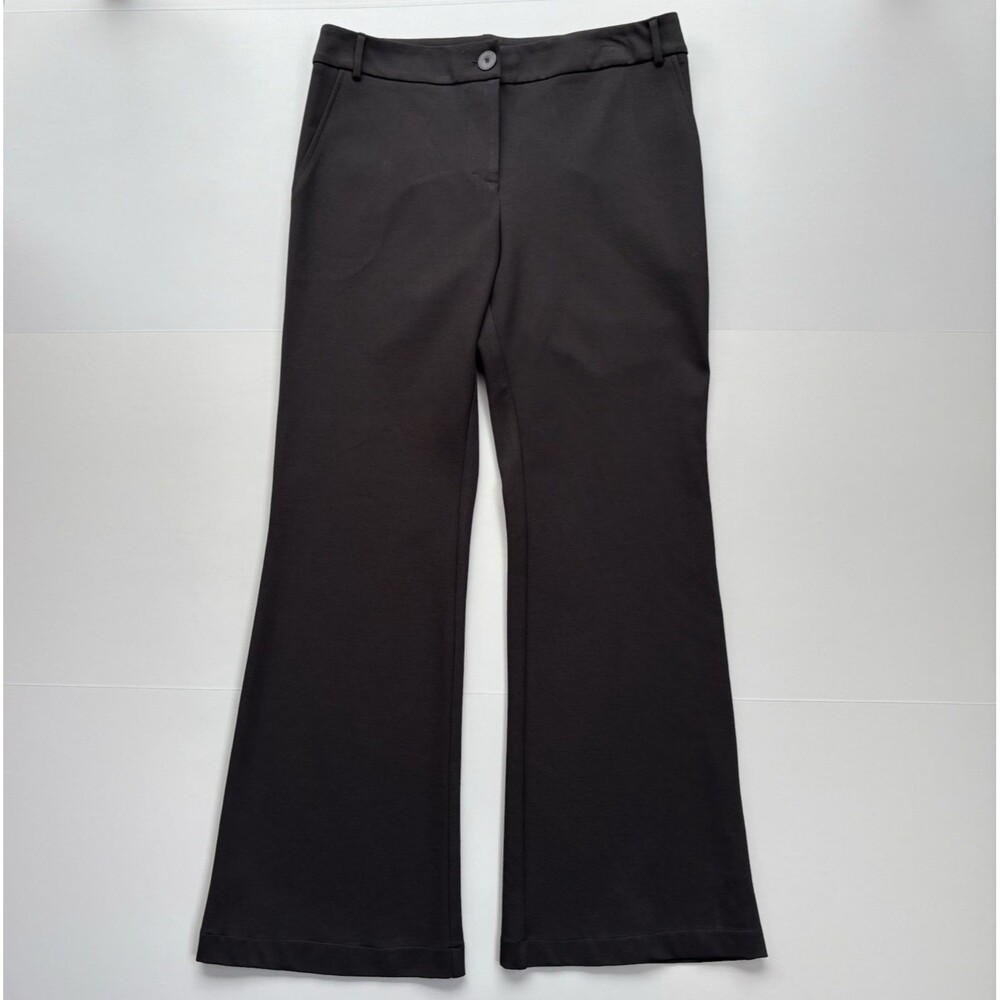 Ozai N Ku Women XL Flared Leg Pants Black Stretchy Full Length Side Pockets